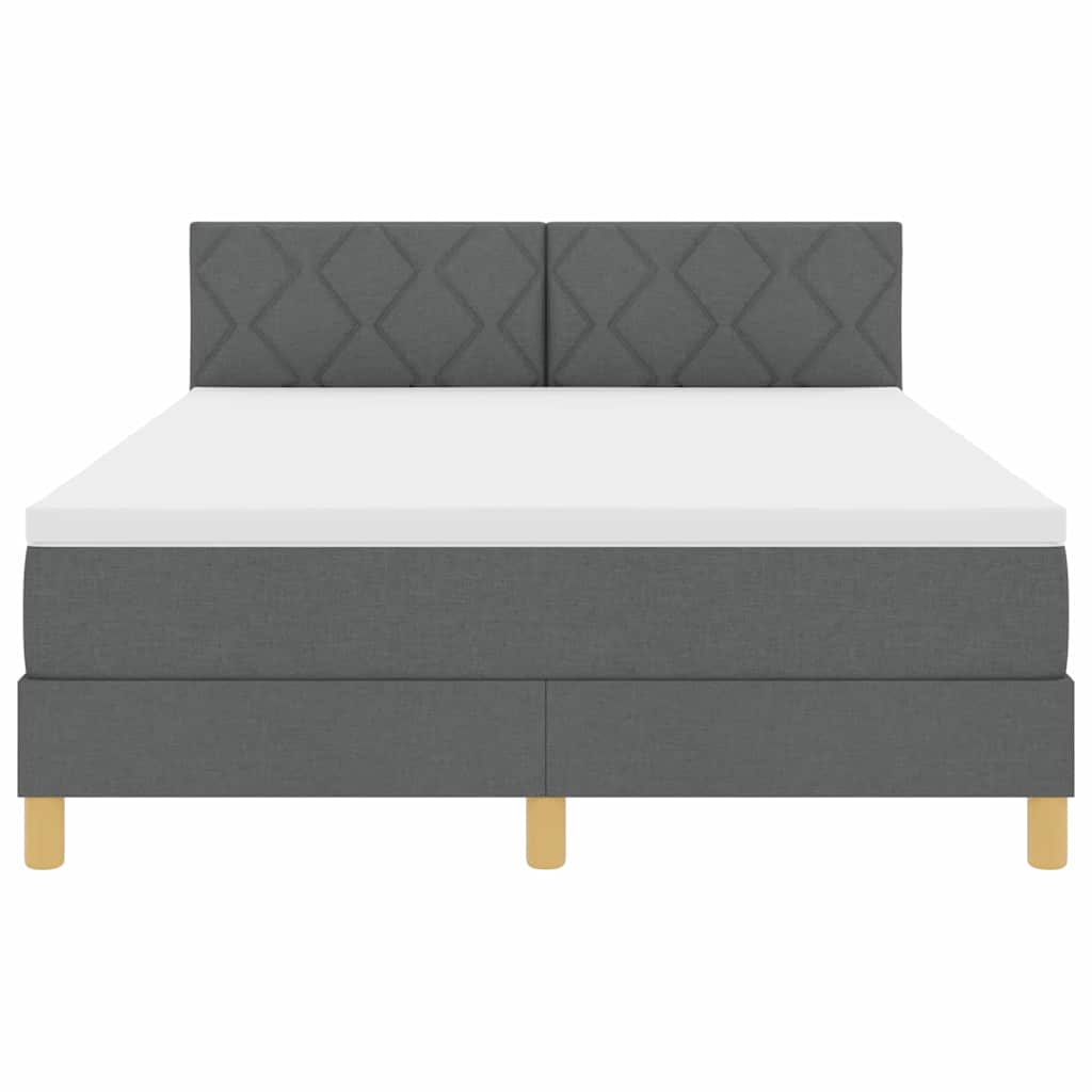 Boxspringbett mit Kissen Dunkelgrau 140 x 200 cm Stoff