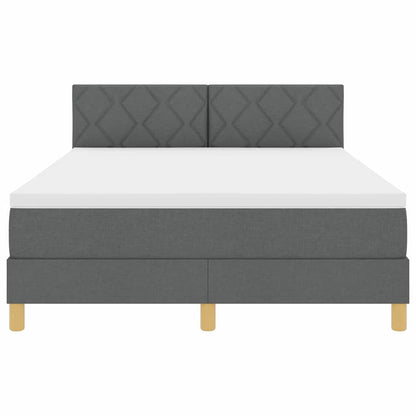 Boxspringbett mit Kissen Dunkelgrau 140 x 200 cm Stoff