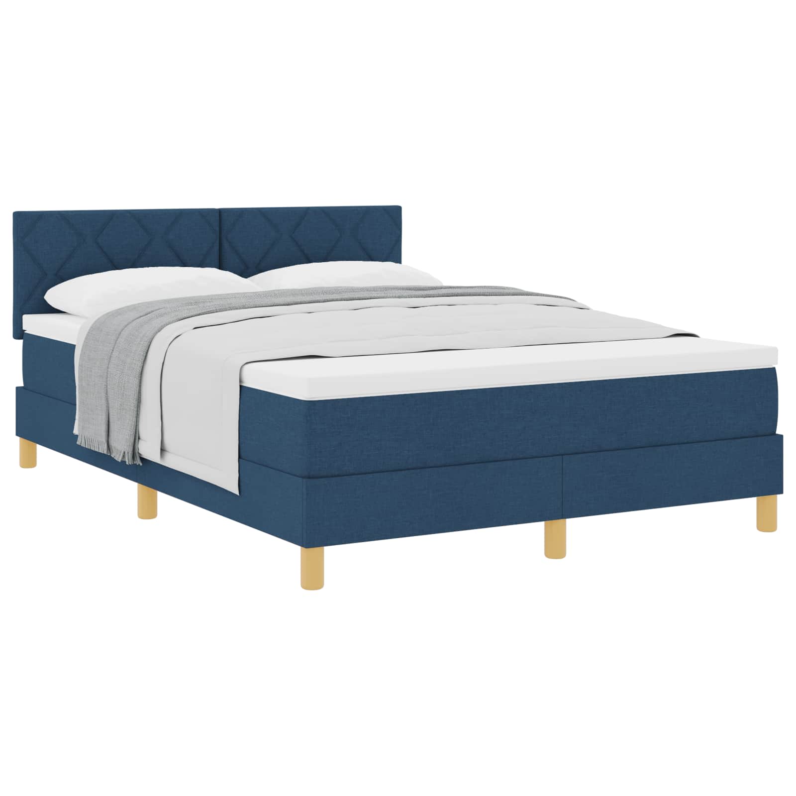 Boxspringbett mit Kissen mit Kopfteil Blau 160 x 200 cm Stoff
