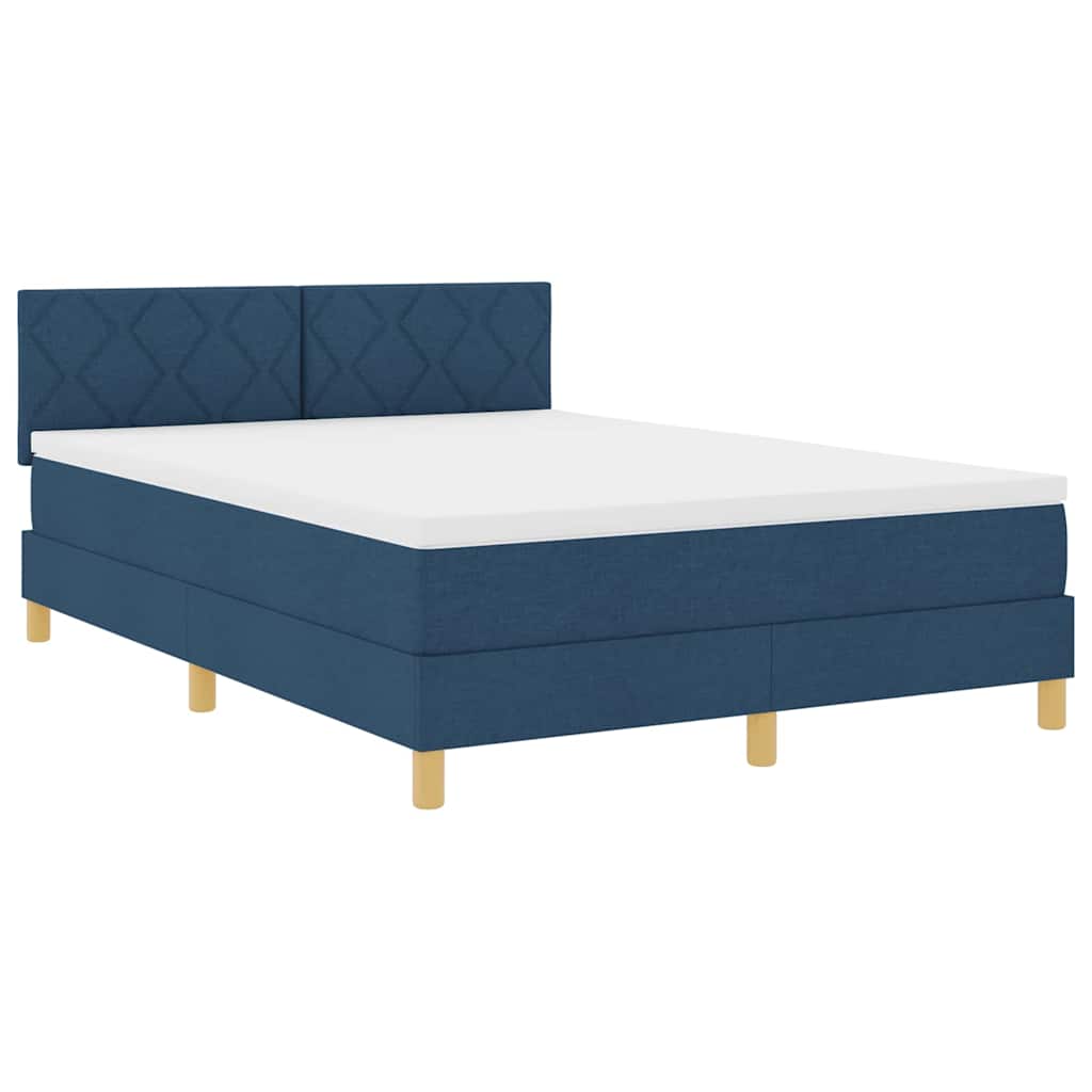 Boxspringbett mit Kissen mit Kopfteil Blau 160 x 200 cm Stoff