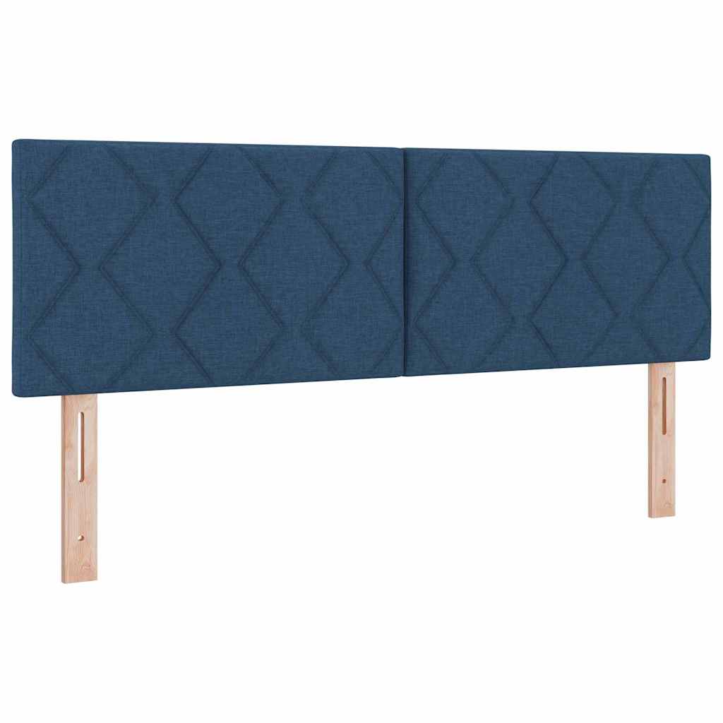 Boxspringbett mit Kissen mit Kopfteil Blau 160 x 200 cm Stoff