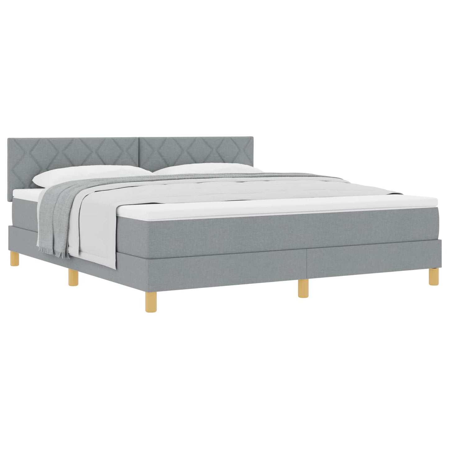 Boxspringbett mit Kissen Hellgrau 180 x 200 cm Stoff