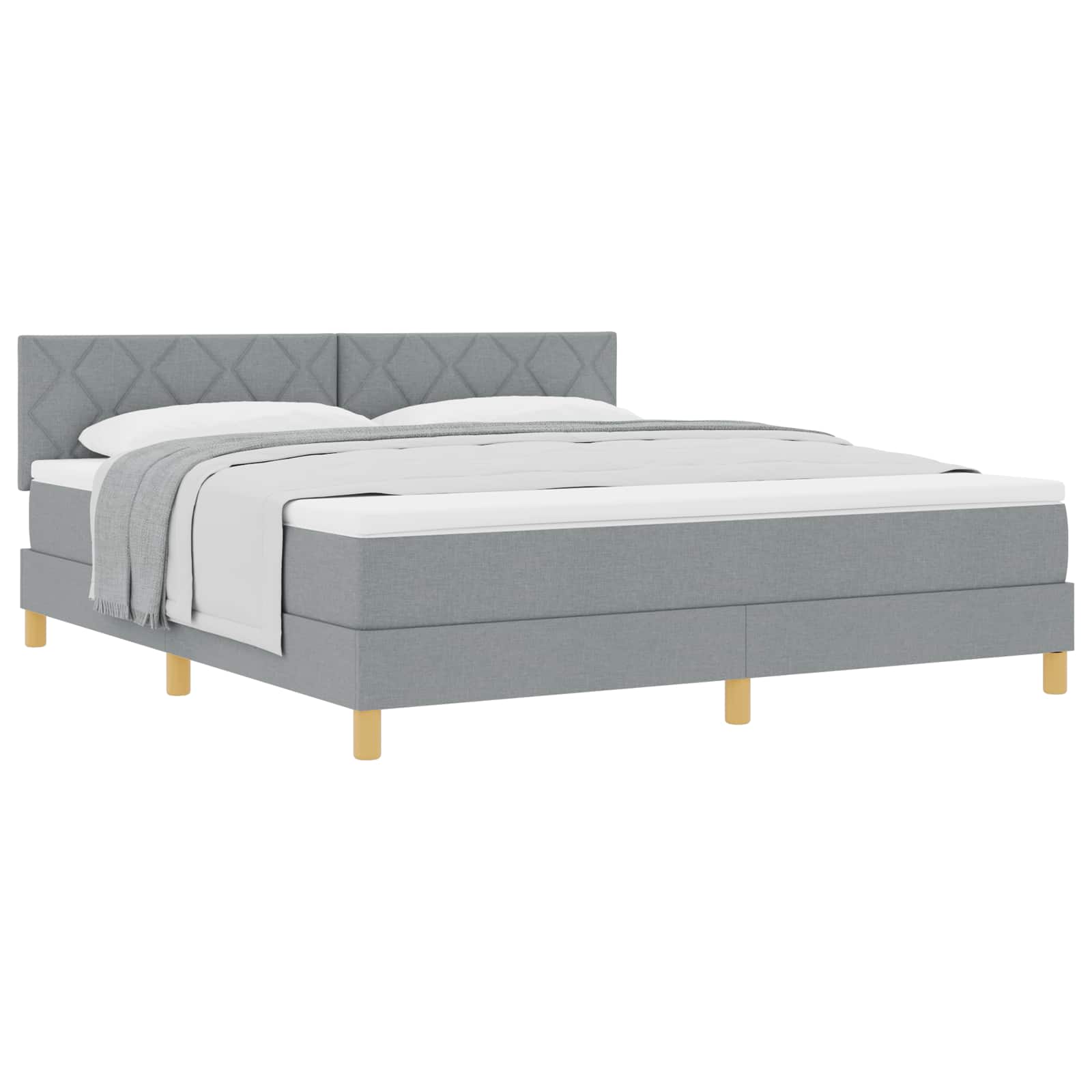 Boxspringbett mit Kissen Hellgrau 180 x 200 cm Stoff