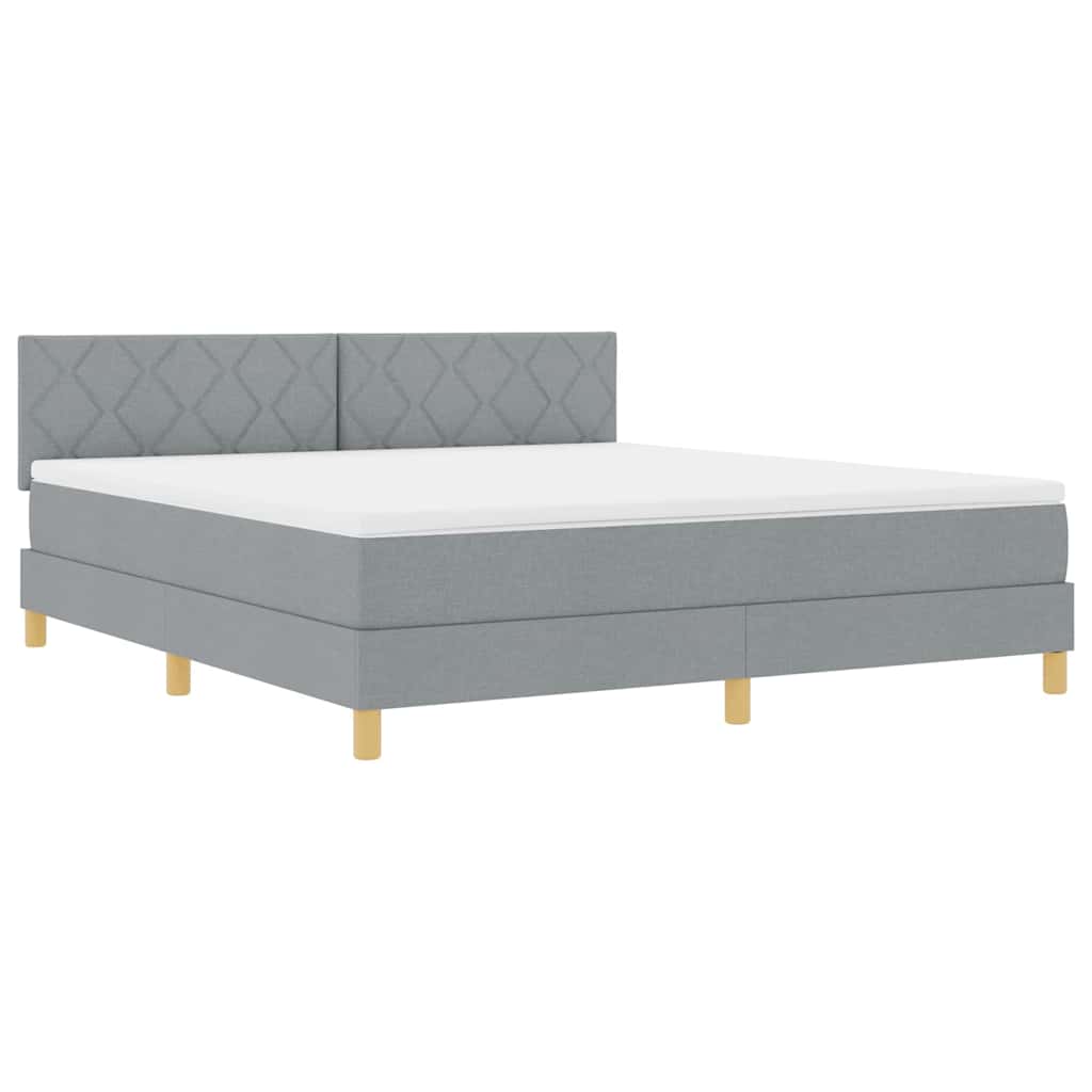 Boxspringbett mit Kissen Hellgrau 180 x 200 cm Stoff