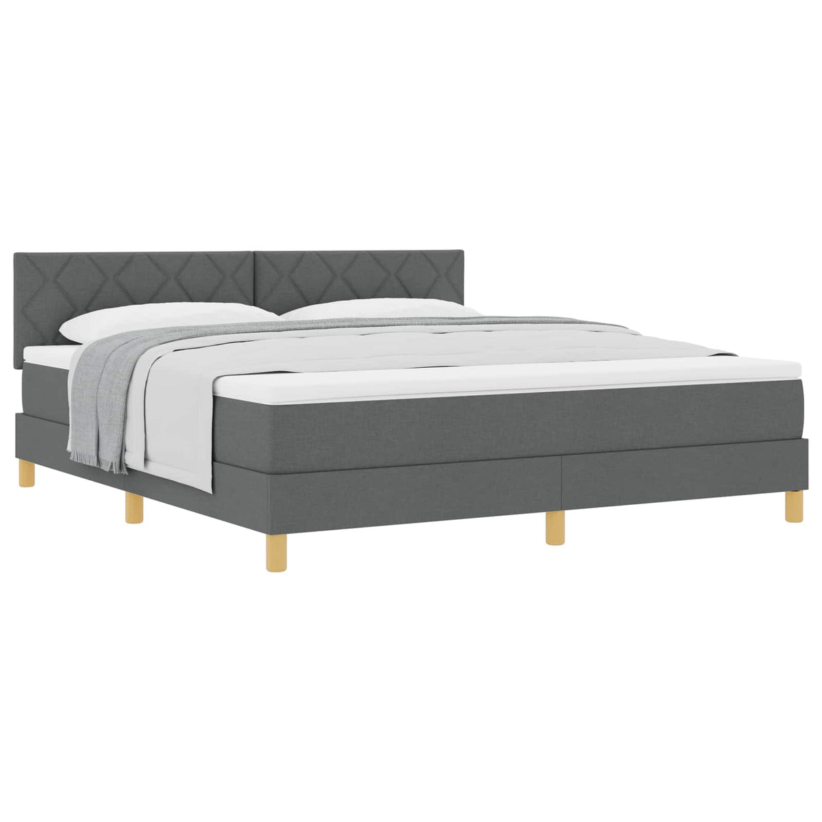 Boxspringbett mit Kissen Dunkelgrau 180 x 200 cm Stoff