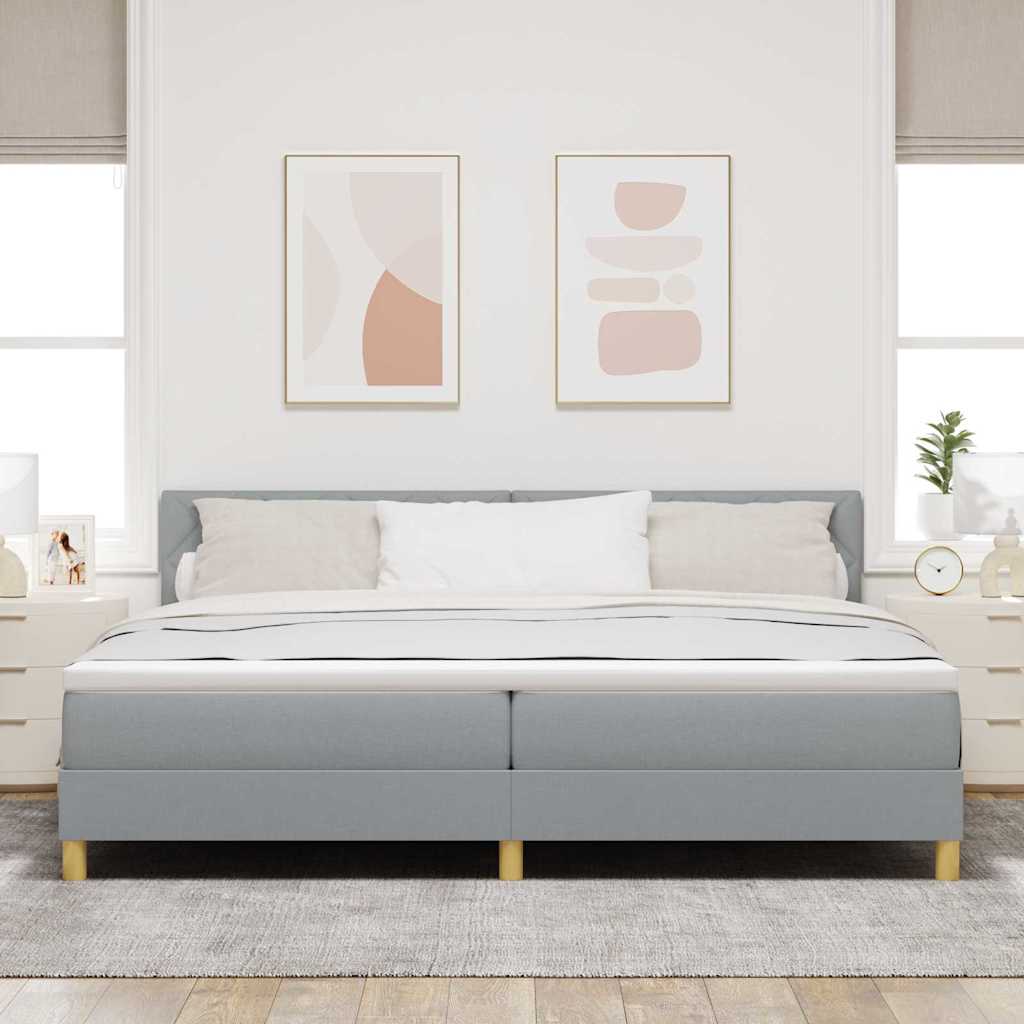 Boxspringbett mit Kissen Hellgrau 200 x 200 cm Stoff