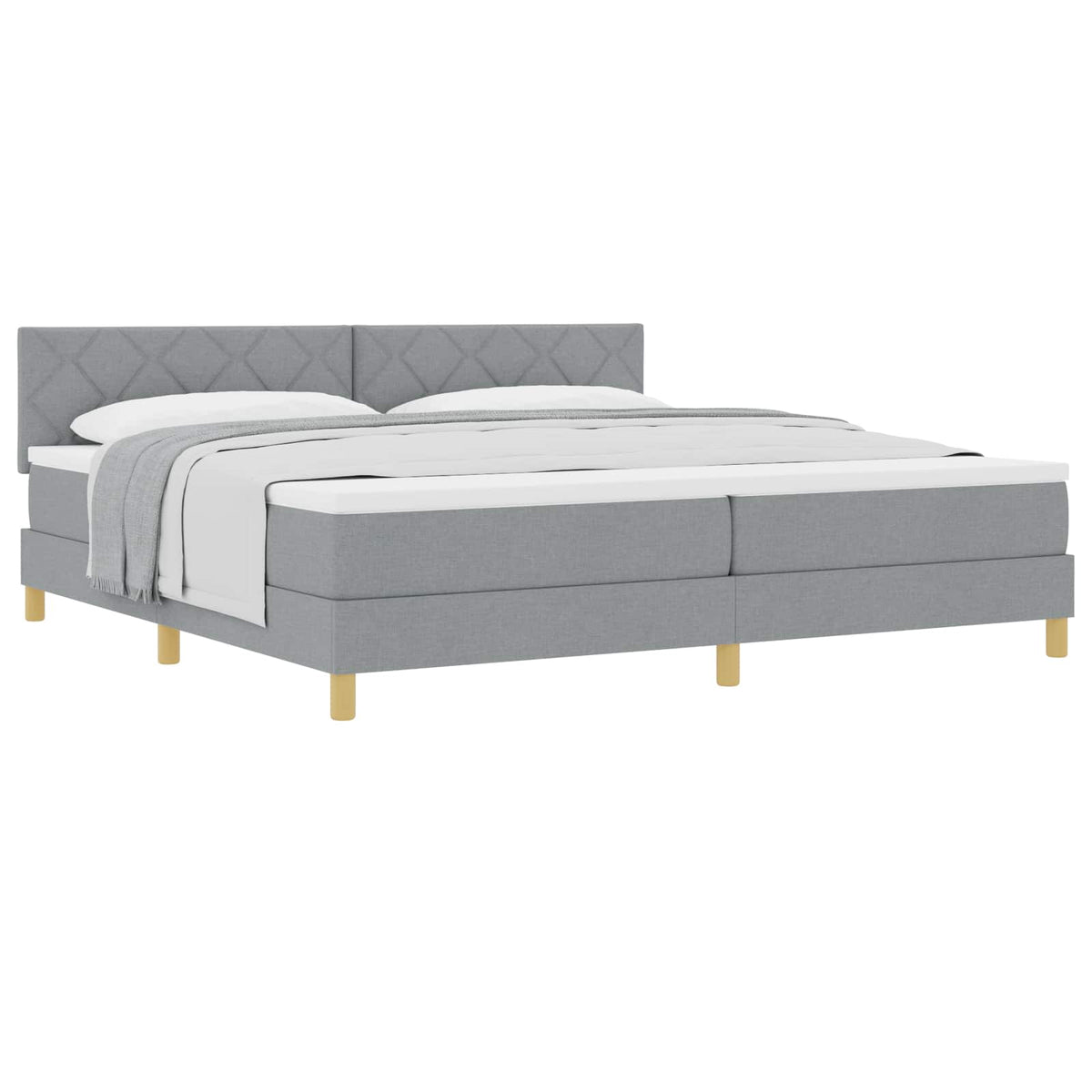Boxspringbett mit Kissen Hellgrau 200 x 200 cm Stoff