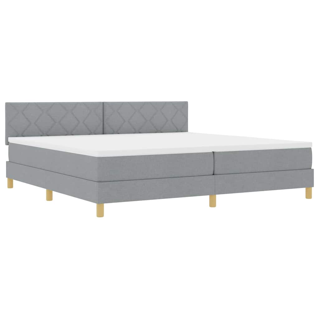 Boxspringbett mit Kissen Hellgrau 200 x 200 cm Stoff