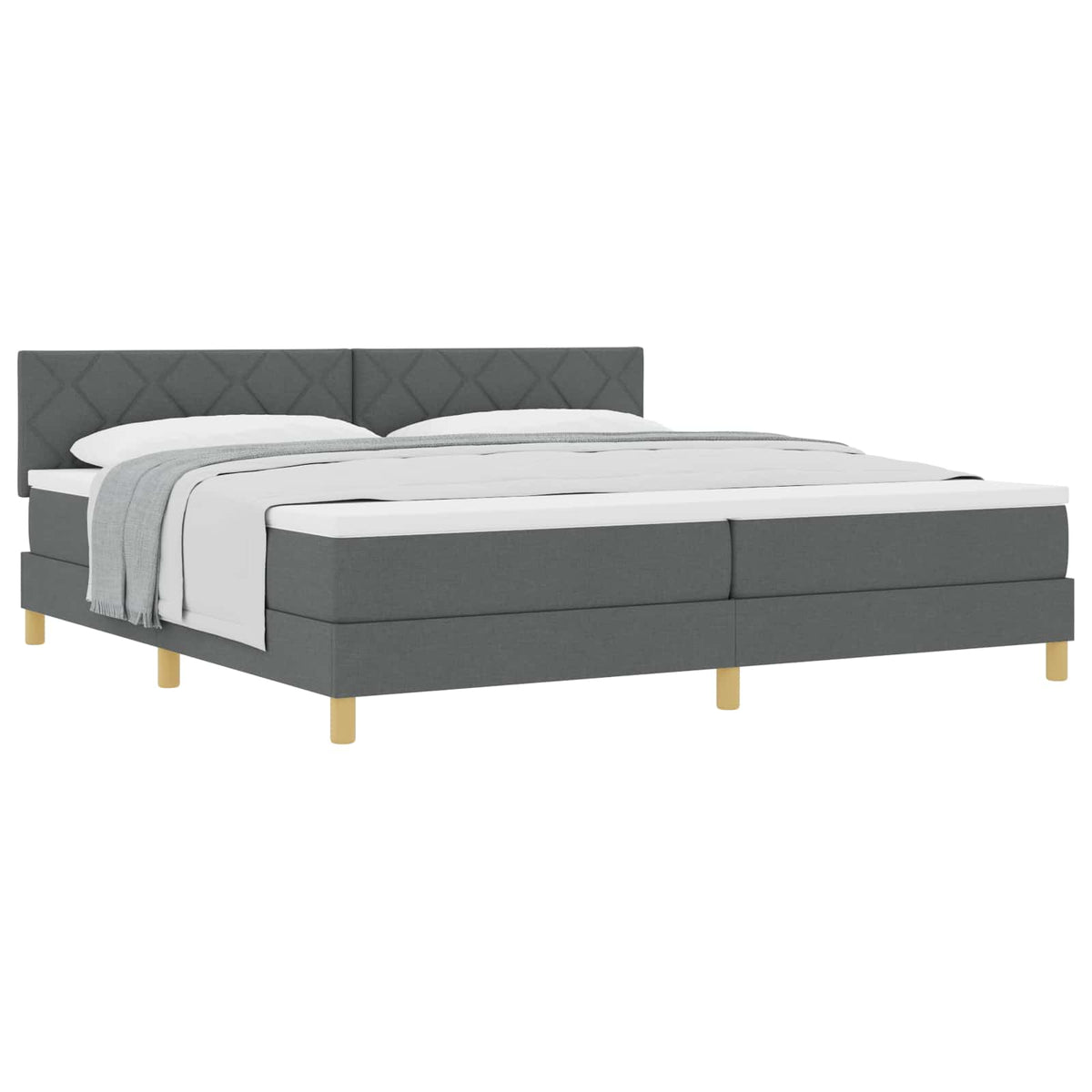 Boxspringbett mit Kissen Dunkelgrau 200 x 200 cm Stoff