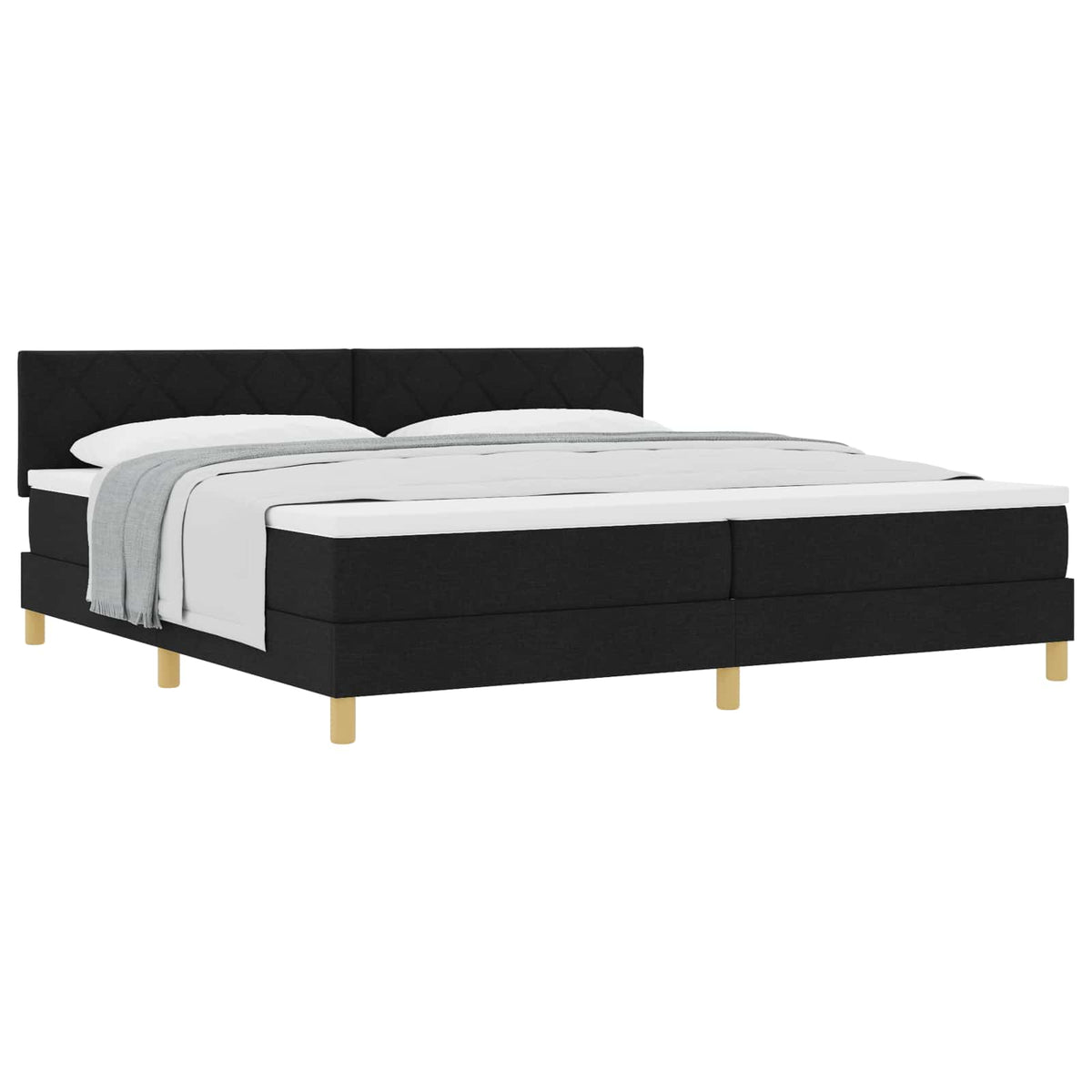 Boxspringbett mit Kissen Schwarz 200 x 200 cm Stoff