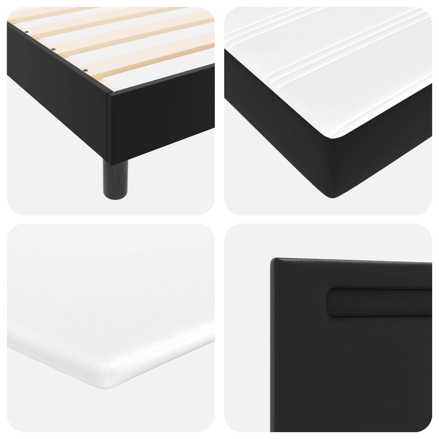 Boxspringbett mit Matratze Schwarz 90 x 190 cm Kunstleder