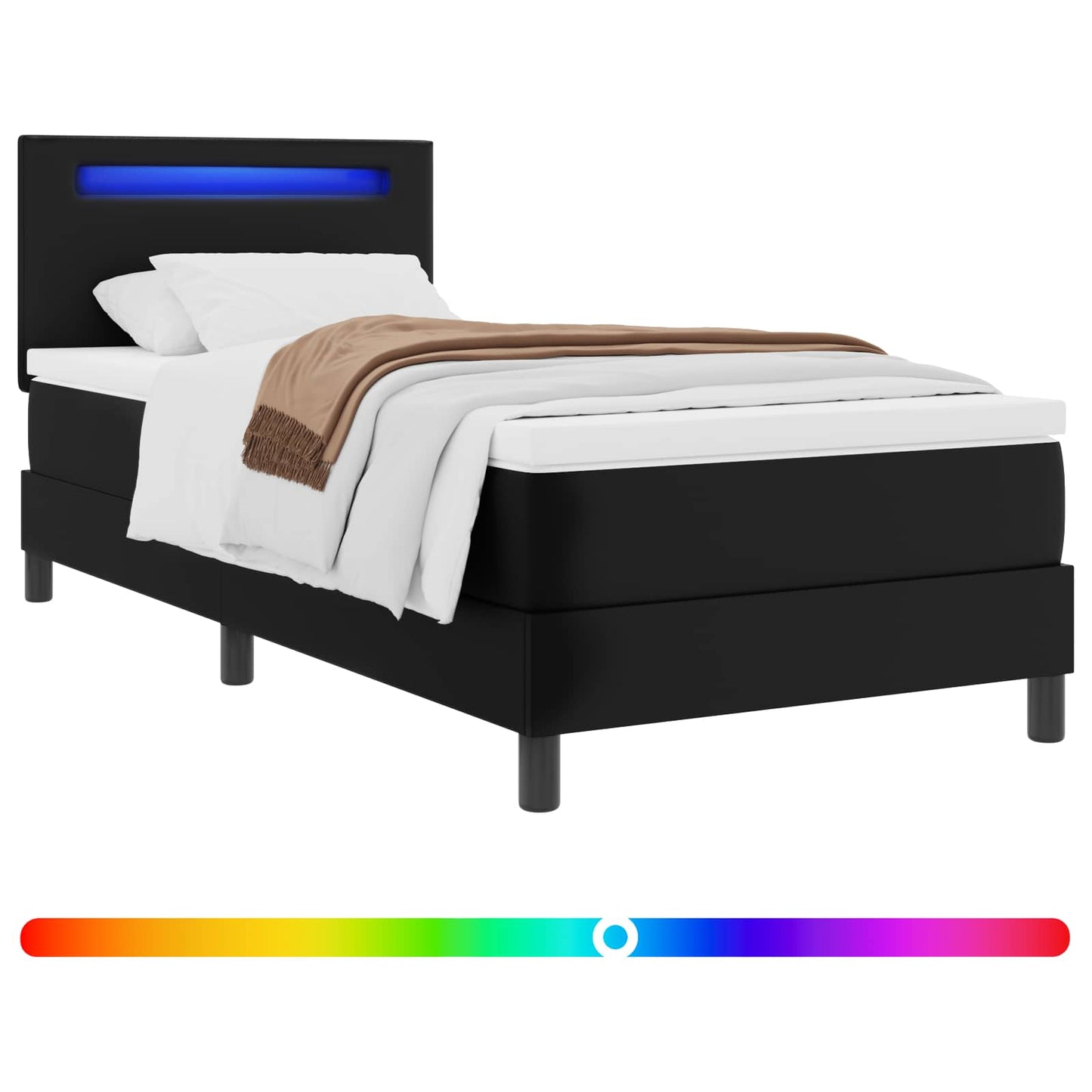 Boxspringbett mit Matratze Schwarz 90 x 190 cm Kunstleder