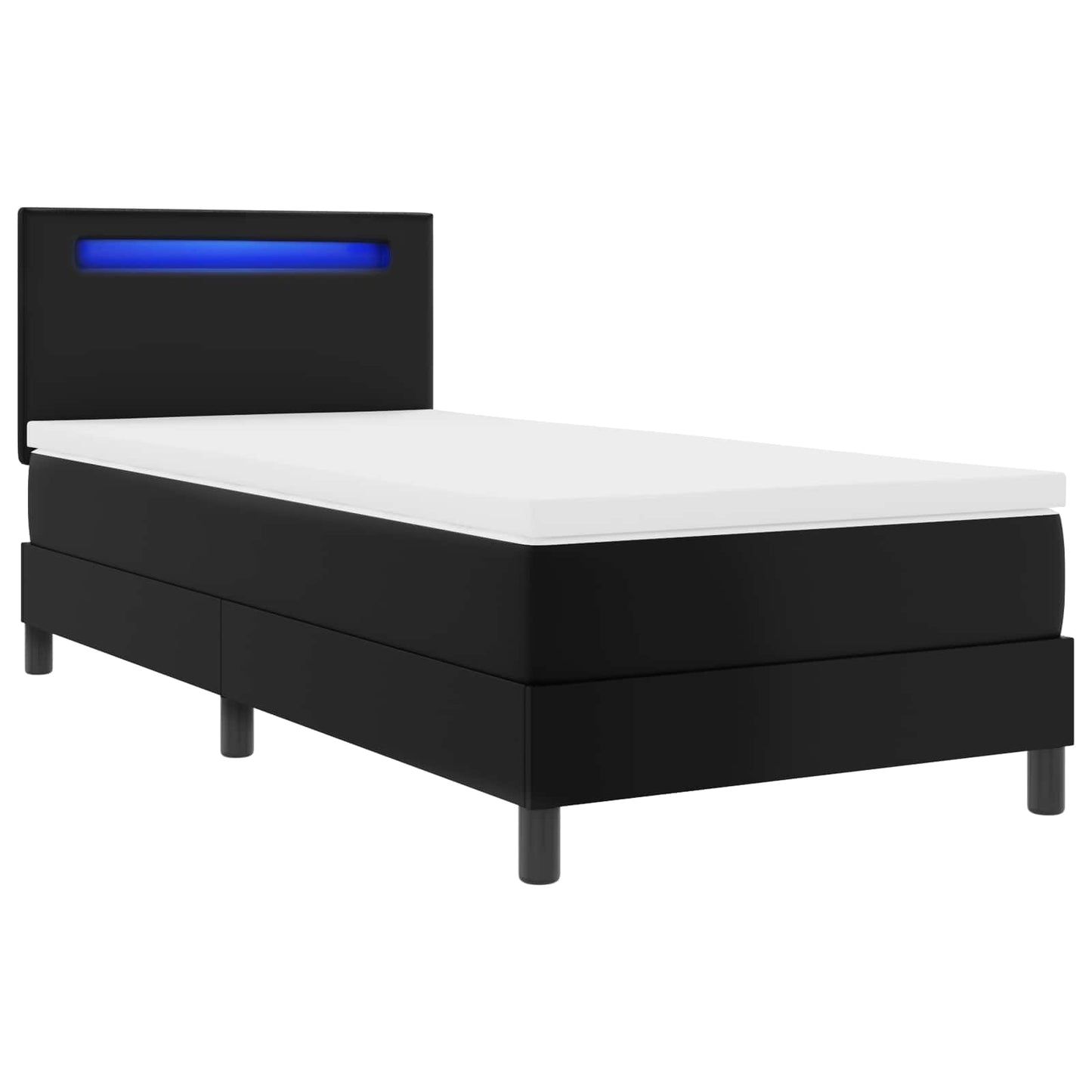 Boxspringbett mit Matratze Schwarz 90 x 190 cm Kunstleder