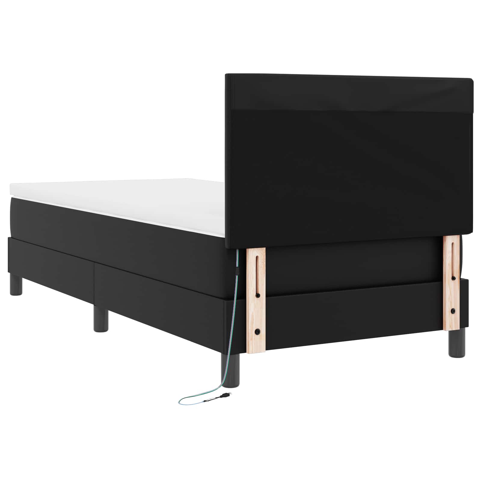 Boxspringbett mit Matratze Schwarz 90 x 190 cm Kunstleder