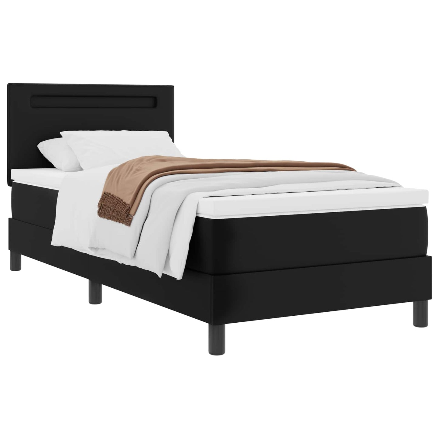 Boxspringbett mit Matratze Schwarz 90 x 190 cm Kunstleder