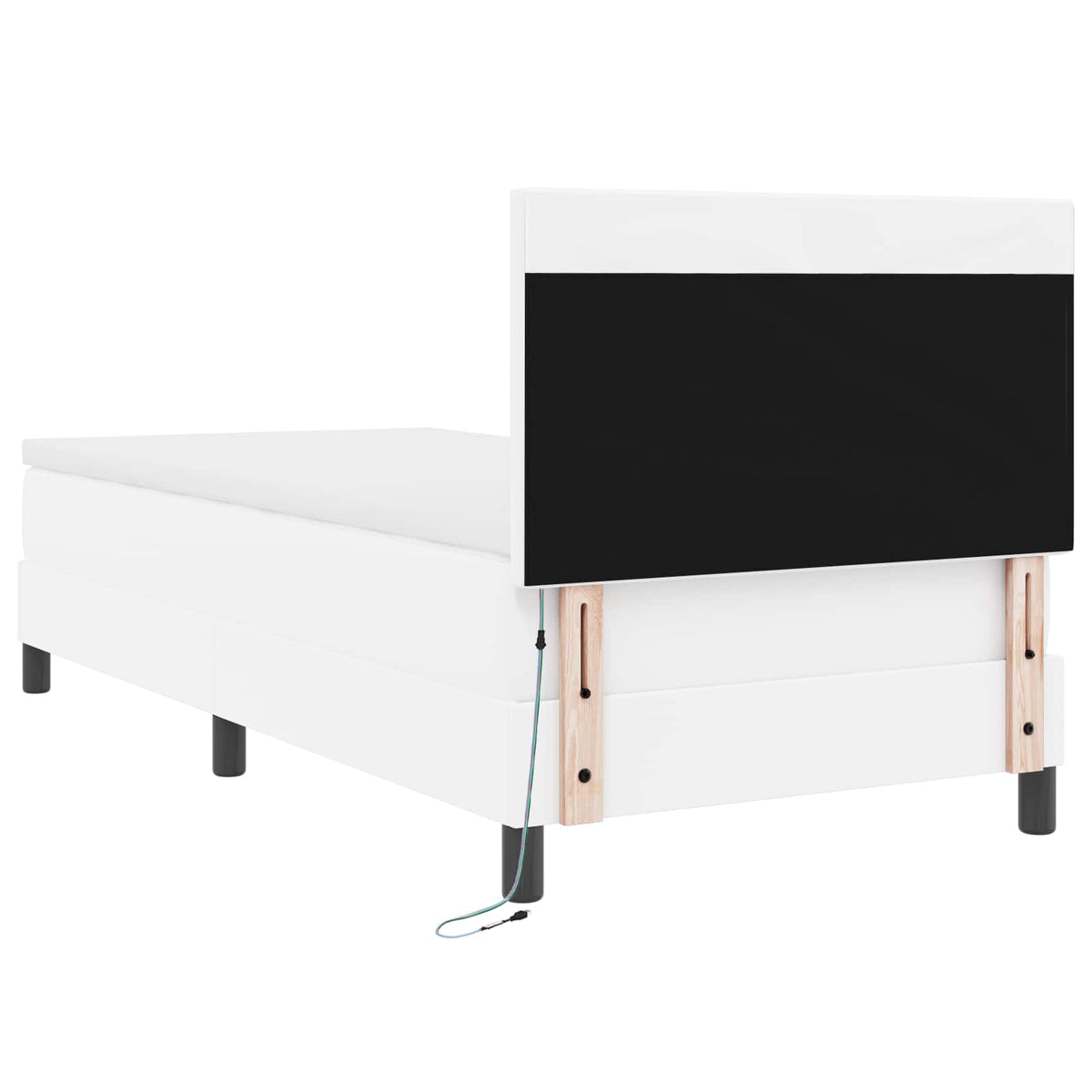 Boxspringbett mit Matratze Weiß 90 x 190 cm Kunstleder