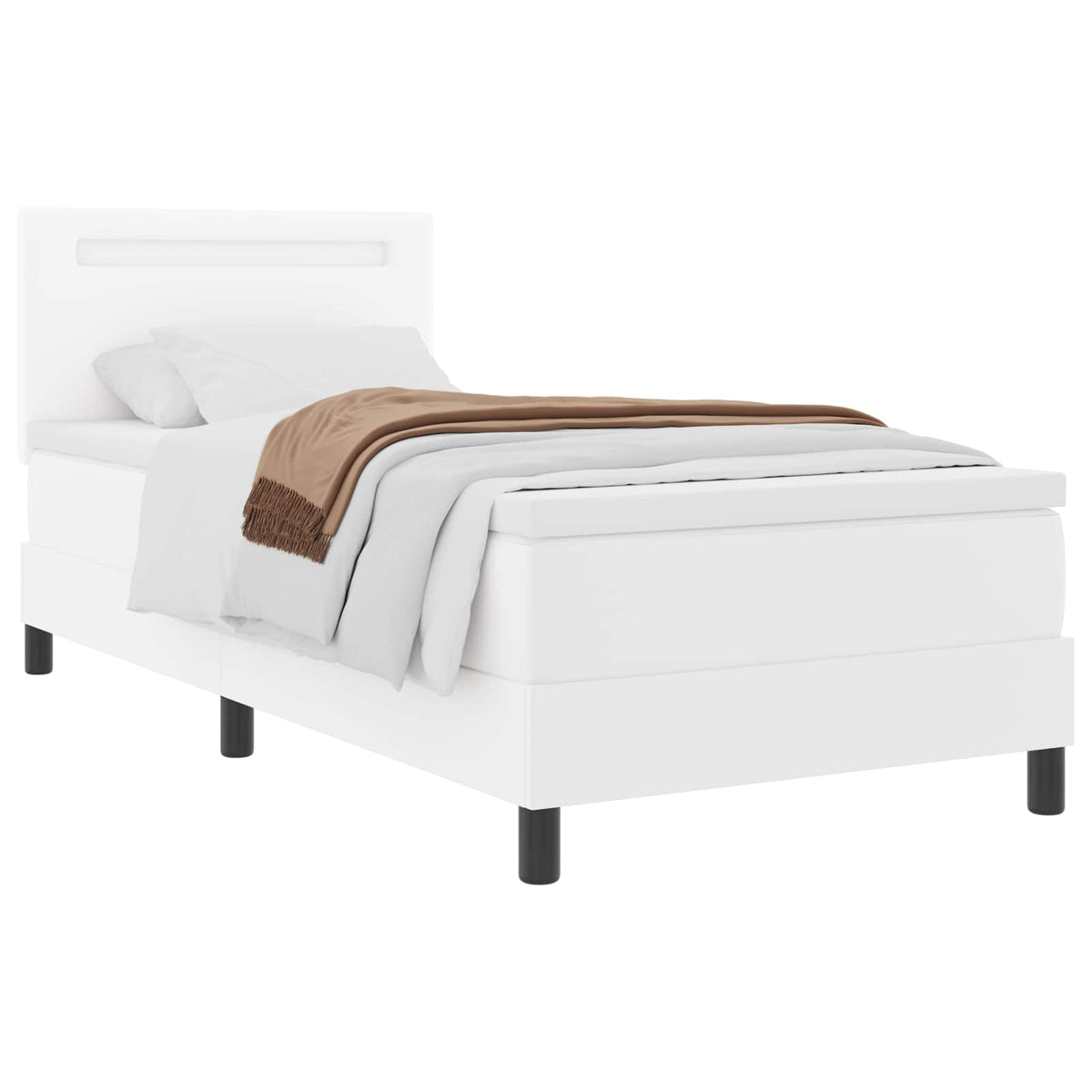 Boxspringbett mit Matratze Weiß 90 x 190 cm Kunstleder