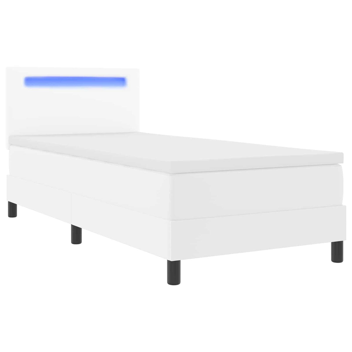 Boxspringbett mit Matratze Weiß 90 x 200 cm Kunstleder