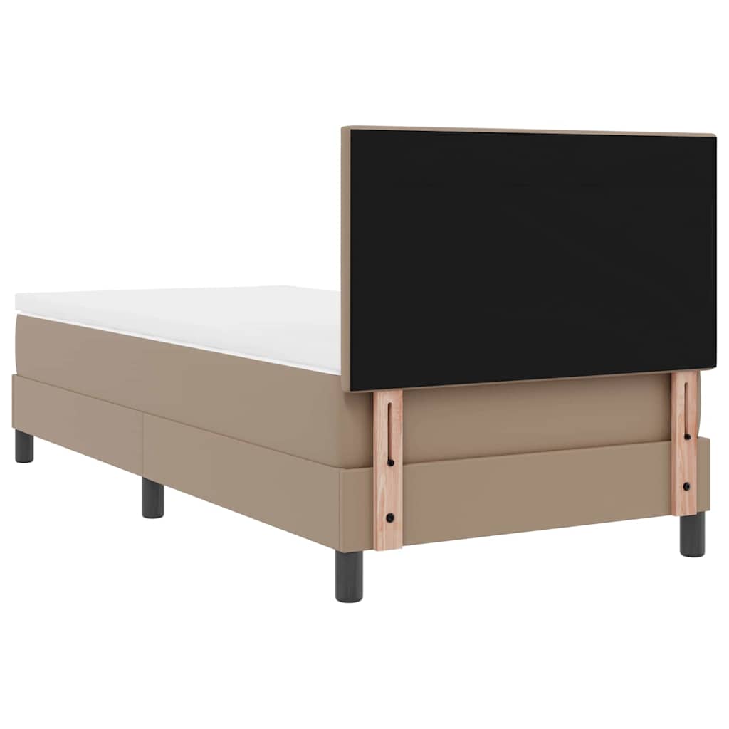 Bettgestell mit Matratze Cappuccino 90 x 200 cm Kunstleder