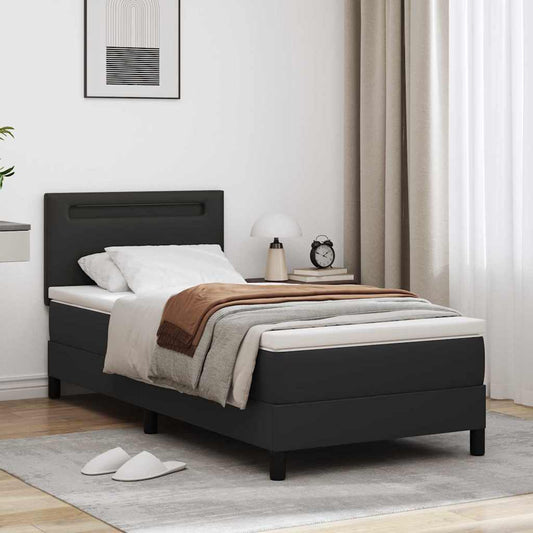 Bettgestell mit Matratze Schwarz 100 x 200 cm Kunstleder