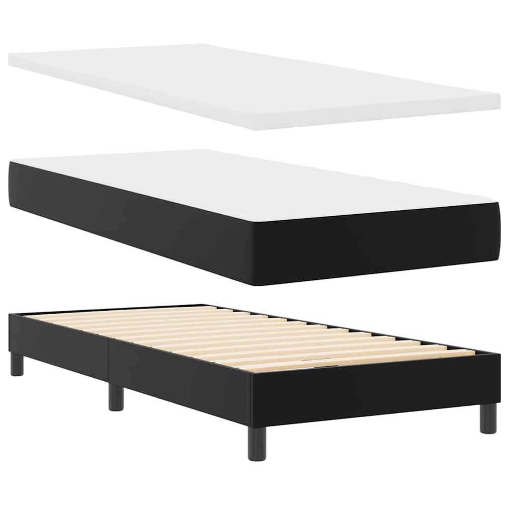 Bettgestell mit Matratze Schwarz 100 x 200 cm Kunstleder
