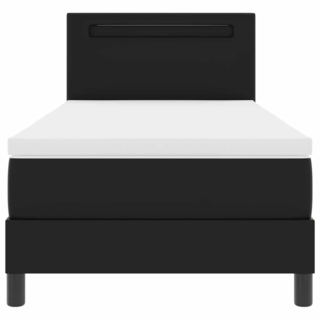 Bettgestell mit Matratze Schwarz 100 x 200 cm Kunstleder