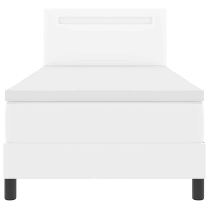 Boxspringbett mit LED-Lichtleisten Weiß 100 x 200 cm Kunstleder
