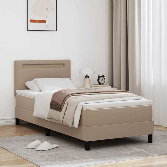 Bettgestell mit Matratze Cappuccino 100 x 200 cm Kunstleder