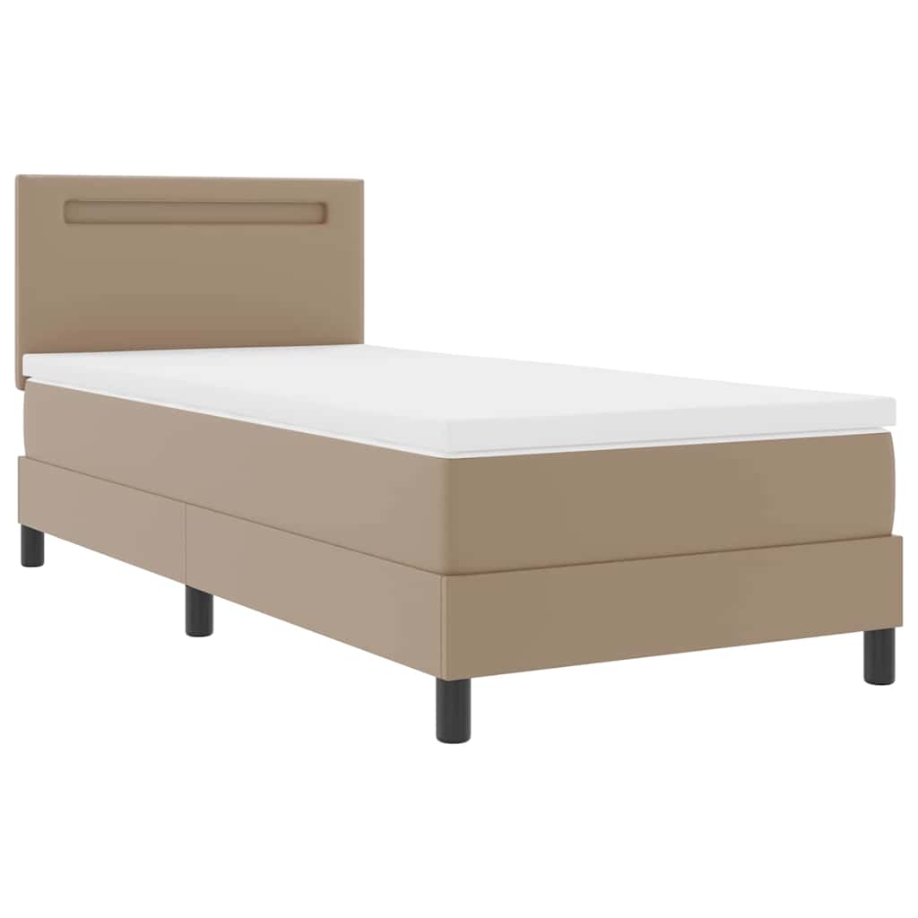 Bettgestell mit Matratze Cappuccino 100 x 200 cm Kunstleder