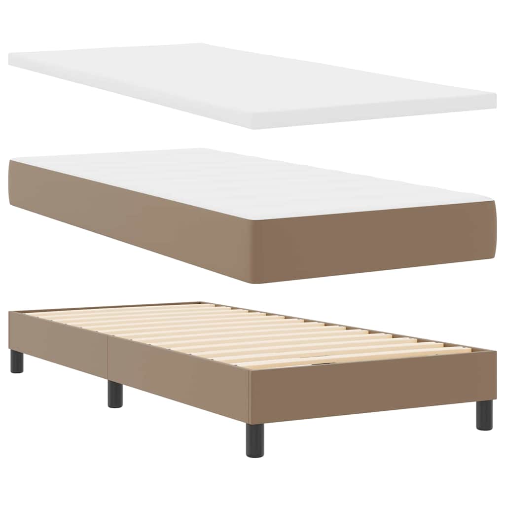 Bettgestell mit Matratze Cappuccino 100 x 200 cm Kunstleder