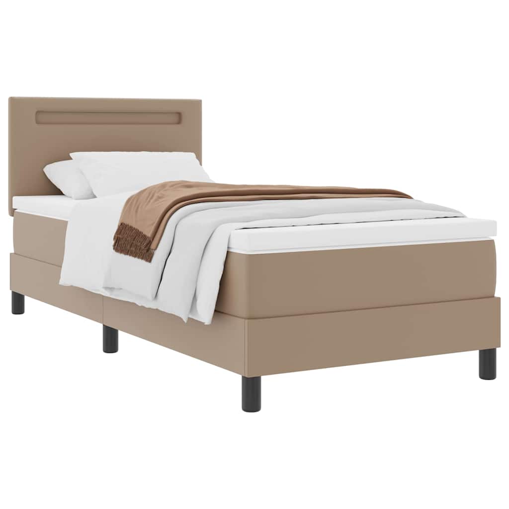 Bettgestell mit Matratze Cappuccino 100 x 200 cm Kunstleder