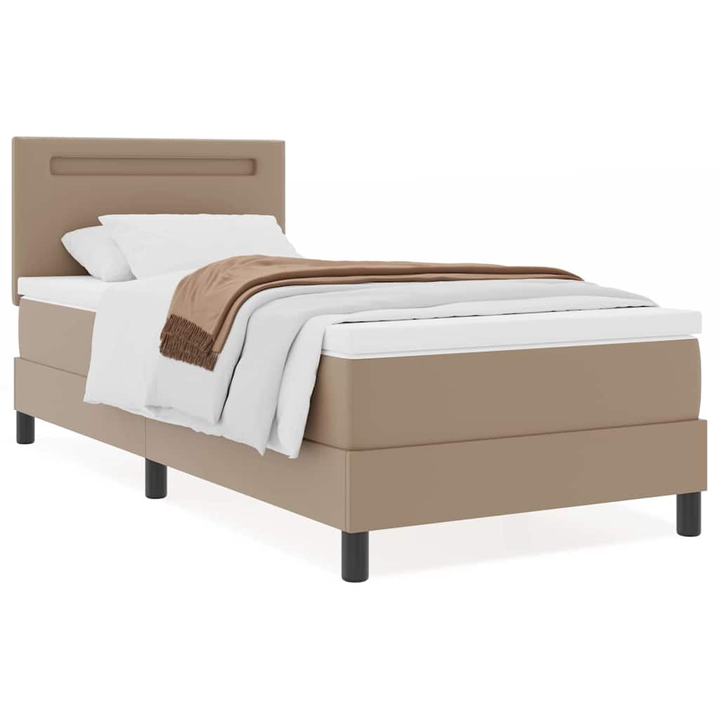 Bettgestell mit Matratze Cappuccino 100 x 200 cm Kunstleder