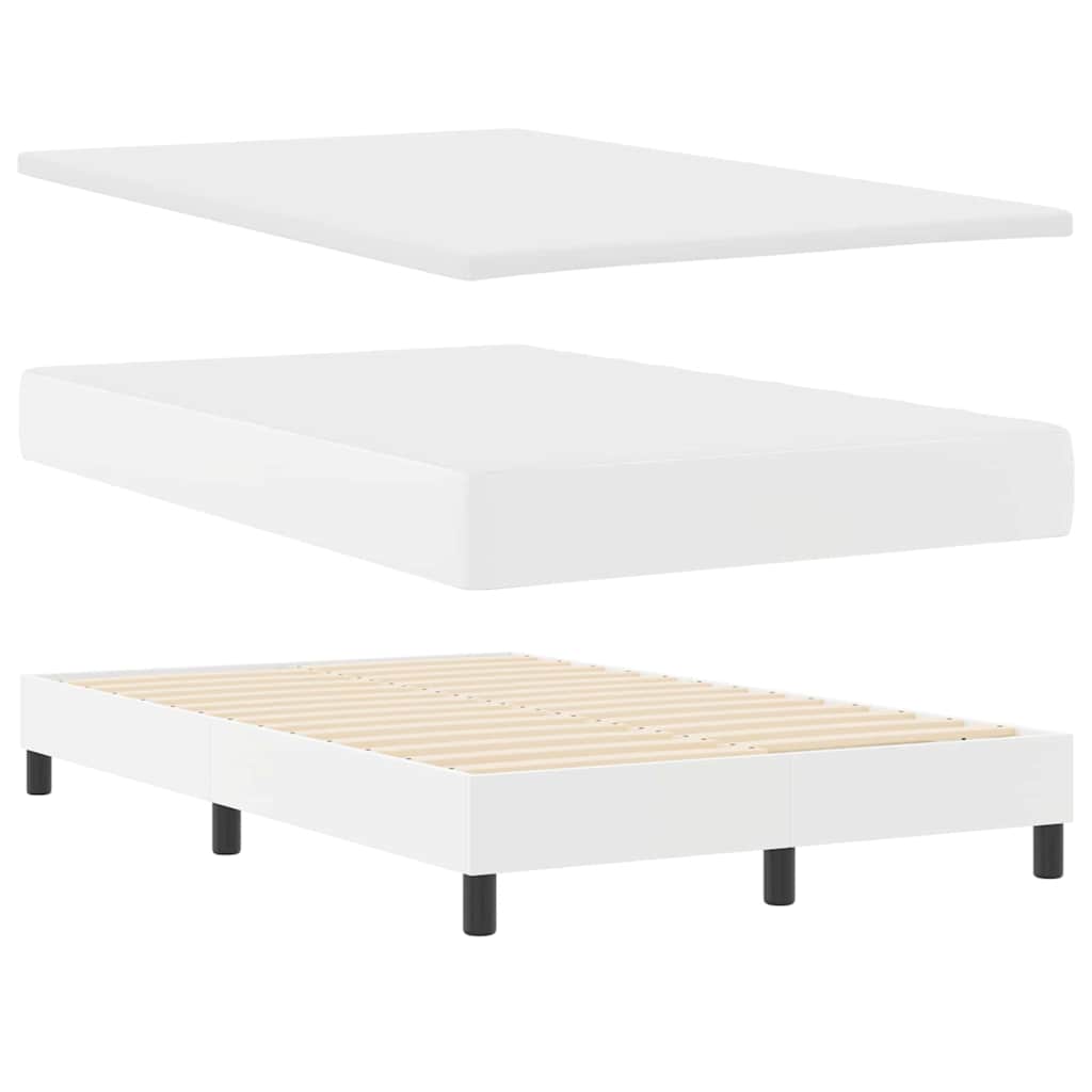 Bettgestell mit Matratze Weiß 120 x 190 cm Kunstleder