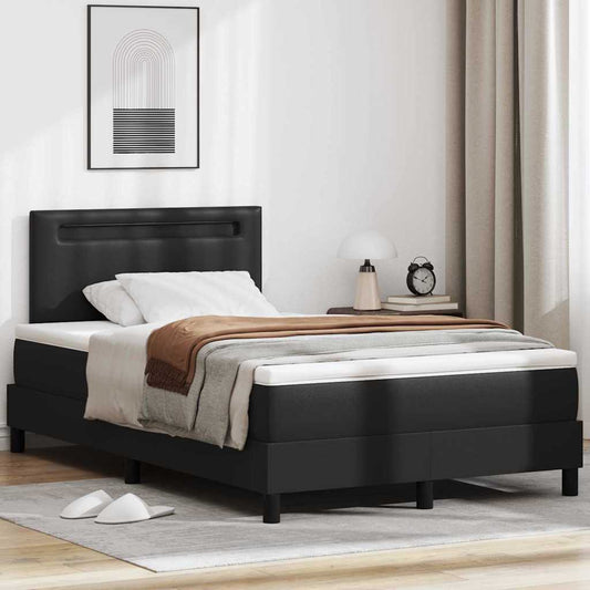 Bettgestell mit Matratze Schwarz 120 x 200 cm Kunstleder