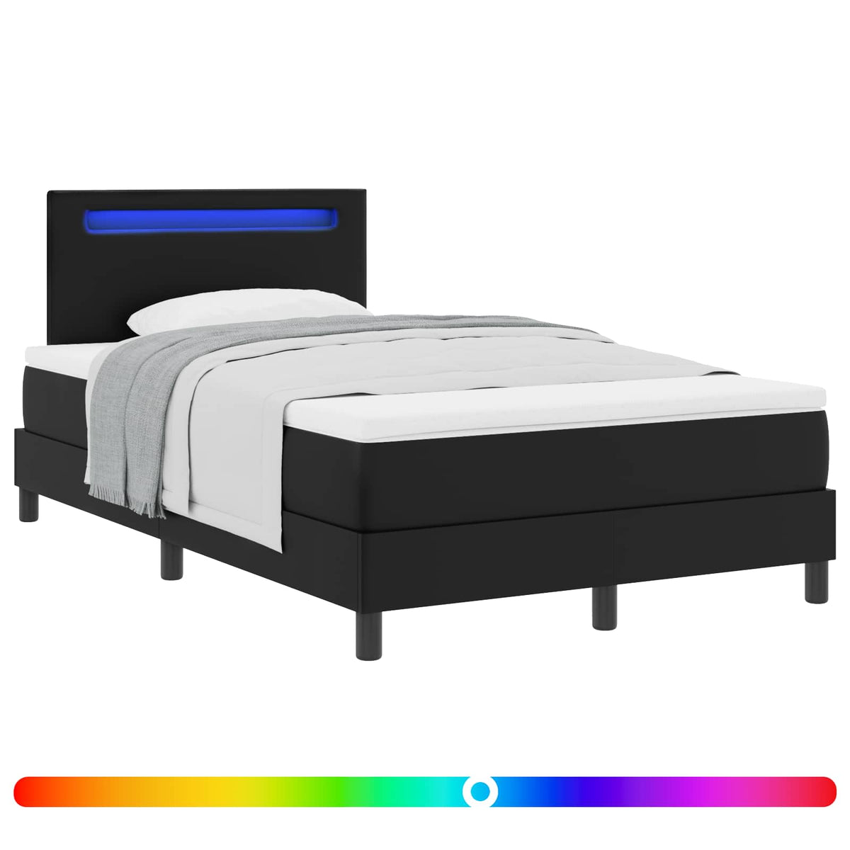 Boxspringbett mit Kopfteil Schwarz 120 x 200 cm Kunstleder