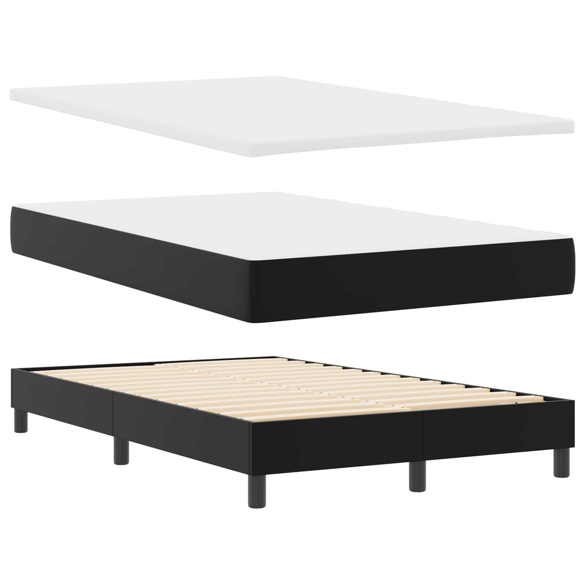 Boxspringbett mit Kopfteil Schwarz 120 x 200 cm Kunstleder