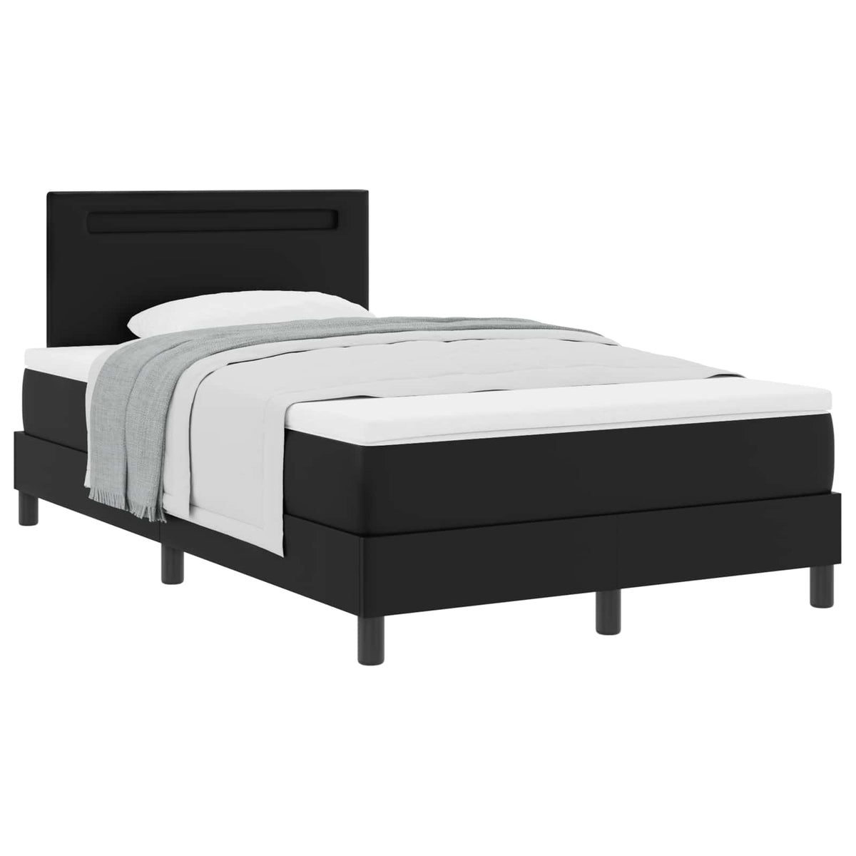 Boxspringbett mit Kopfteil Schwarz 120 x 200 cm Kunstleder