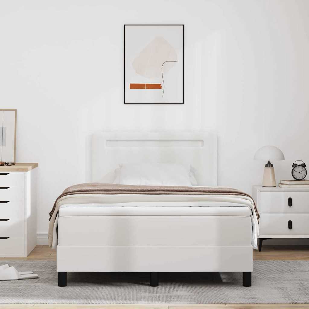 Bettgestell mit Matratze Weiß 120 x 200 cm Kunstleder