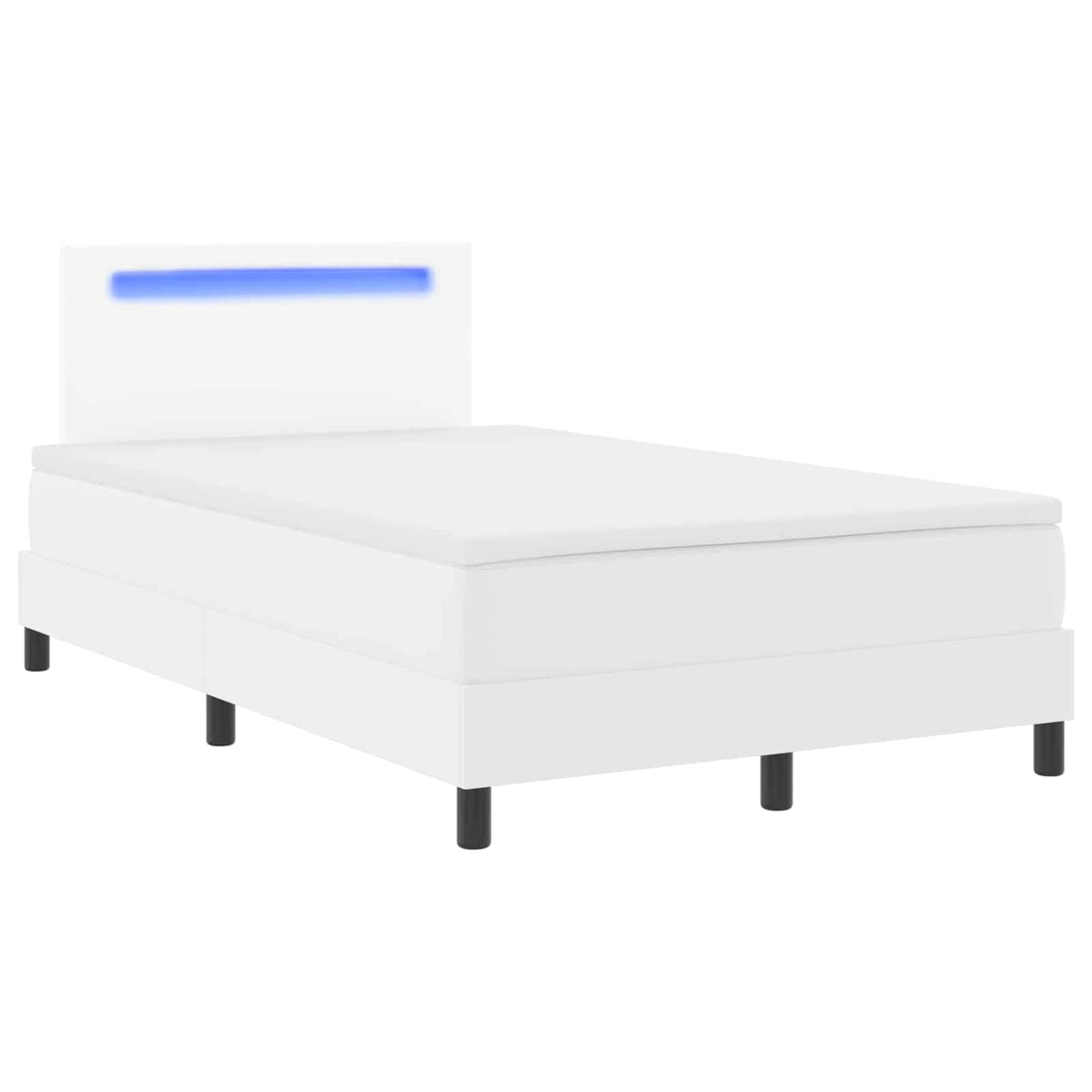 Boxspringbett mit LED-Lichtleisten Weiß 120 x 200 cm Kunstleder