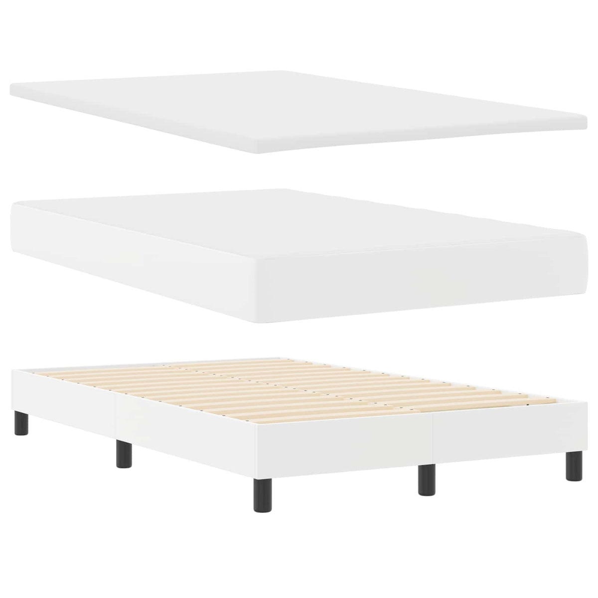 Boxspringbett mit LED-Lichtleisten Weiß 120 x 200 cm Kunstleder