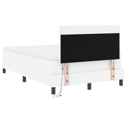 Boxspringbett mit LED-Lichtleisten Weiß 120 x 200 cm Kunstleder
