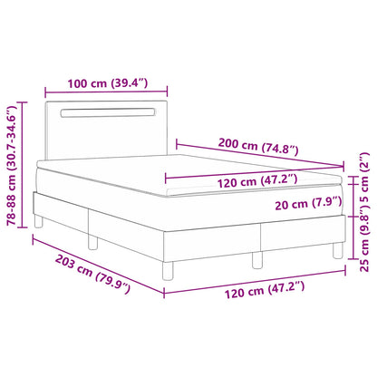 Boxspringbett mit LED-Lichtleisten Weiß 120 x 200 cm Kunstleder