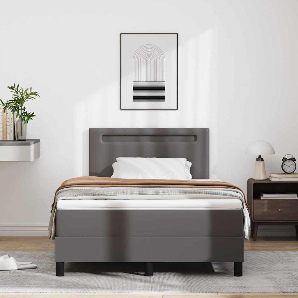 Bettgestell mit Matratze Grau 120 x 200 cm Kunstleder