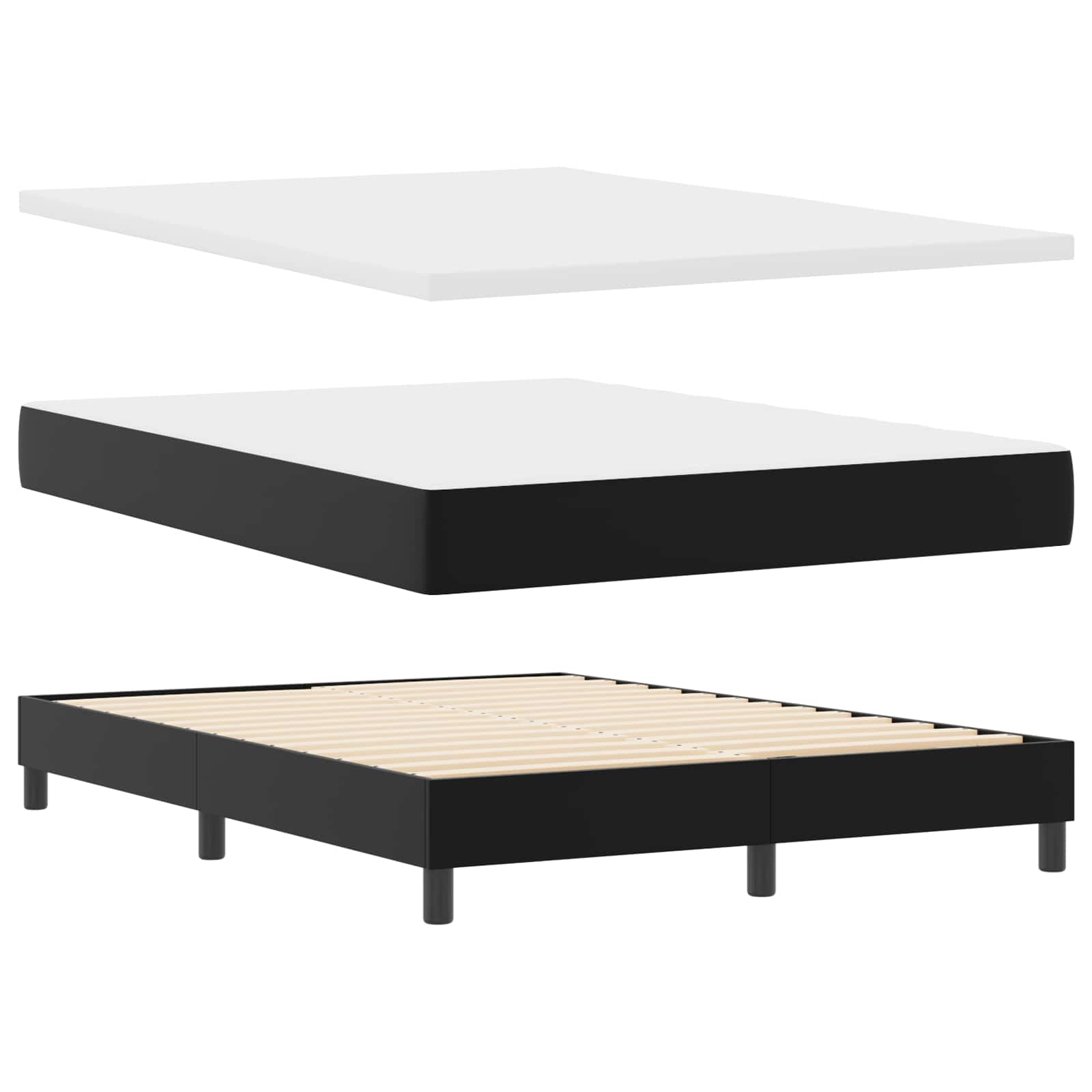 Boxspringbett mit Kopfteil Schwarz 140 x 190 cm Kunstleder