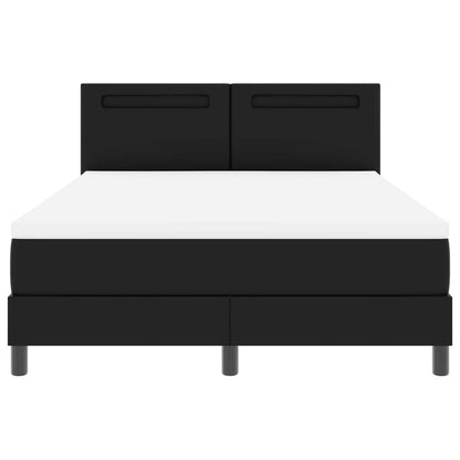 Boxspringbett mit Kopfteil Schwarz 140 x 190 cm Kunstleder