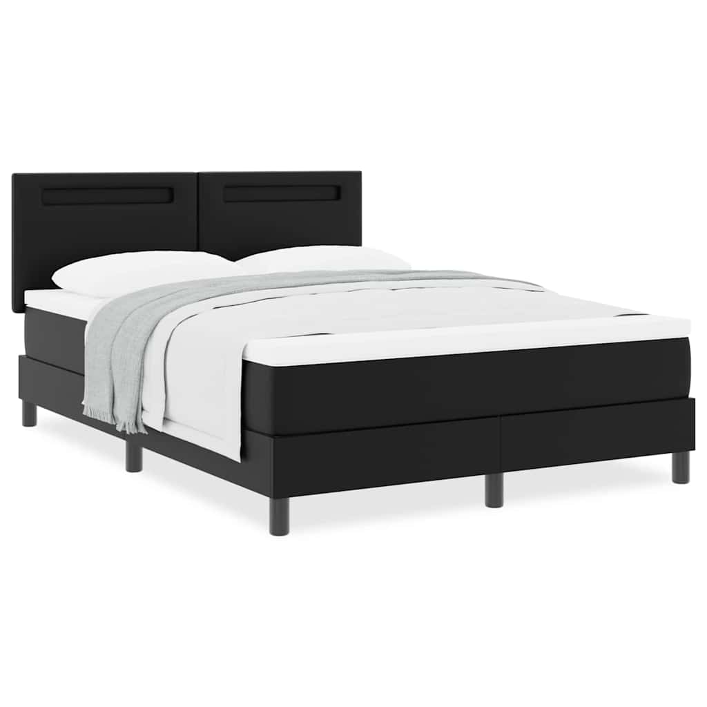 Bettgestell mit Matratze Schwarz 140 x 190 cm Kunstleder