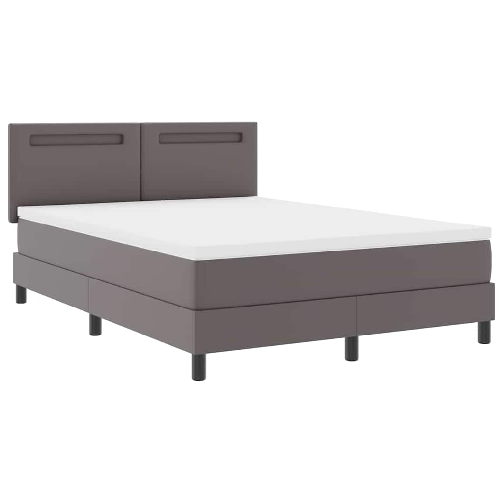 Bettgestell mit Matratze Grau 140 x 190 cm Kunstleder