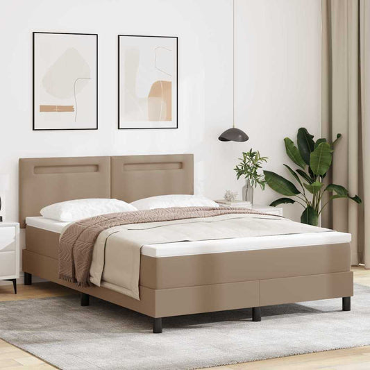 Bettgestell mit Matratze Cappuccino 140 x 190 cm Kunstleder
