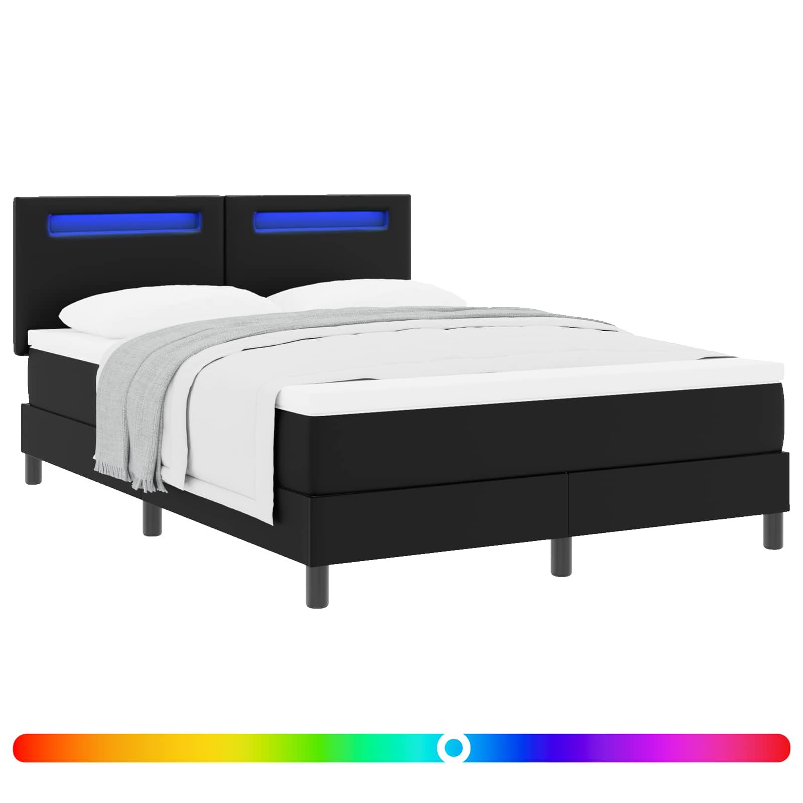 Boxspringbett mit Kopfteil Schwarz 140 x 200 cm Kunstleder