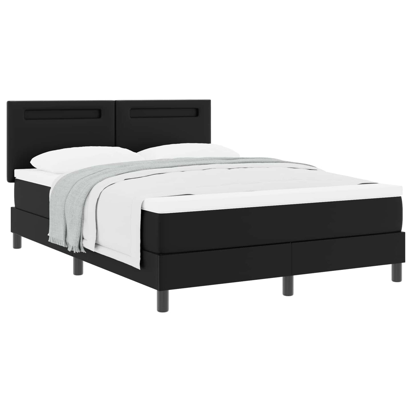 Boxspringbett mit Kopfteil Schwarz 140 x 200 cm Kunstleder